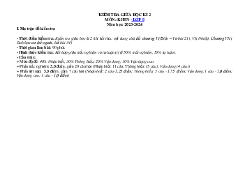 Đề thi giữa học kì 2 môn Khoa học tự nhiên 8 năm 2023 - 2024 sách KNTT - Đề 1