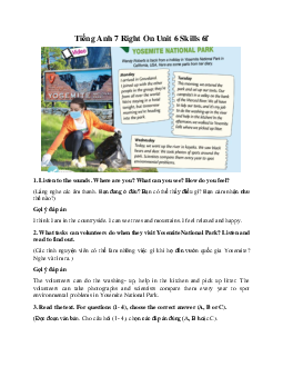 Tiếng Anh 7 Right On Unit 6 Skills 6f