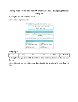 Tiếng Anh 7 Friends Plus Workbook Unit 1 Language focus trang 11