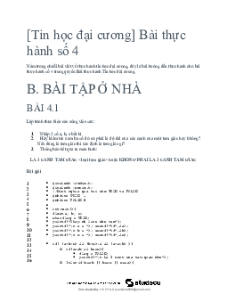 Bài tập thực hành số 4 môn Tin học đại cương | Đại học Bách khoa Hà Nội