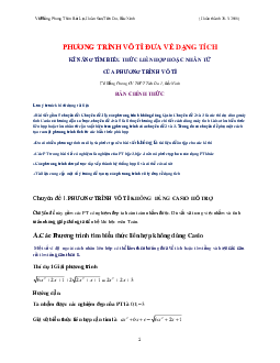 Kĩ năng tìm biểu thức liên hợp hoặc nhân tử của phương trình vô tỉ – Vũ Hồng Phong