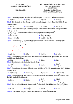 Đề thi thử tốt nghiệp THPT 2020 môn Toán lần 2 cụm NBHL – Ninh Bình