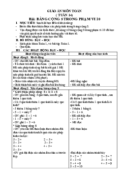 Giáo án Toán 1 - Tuần 13 | sách Vì sự bình đẳng và dân chủ trong giáo dục