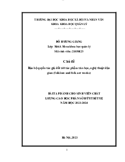 Bảo hộ quyền tác giả đối với tác phẩm văn học, nghệ thuật dân gian  | Luật sở hữu trí tuệ | Đại học Khoa học Xã hội và Nhân văn, Đại học Quốc gia Thành phố HCM
