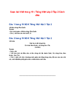 Soạn bài Viết trang 19 | Tiếng Việt Lớp 3 Tập 2 Cánh diều