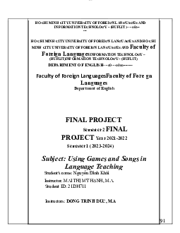 Cover and Layout of Games  Songs Project