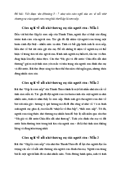 Văn mẫu lớp 7: Cảm nghĩ về nỗi nhớ thương mẹ của người con trong bài thơ Gặp lá cơm nếp | Kết nối tri thức