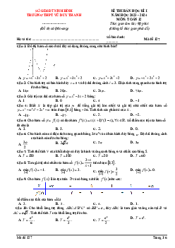 Đề bán kì 1 Toán 12 năm 2023 – 2024 trường THPT Vũ Duy Thanh – Ninh Bình