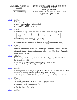Đề thi học sinh giỏi Toán 12 cấp tỉnh năm 2020 – 2021 sở GD&ĐT Cà Mau