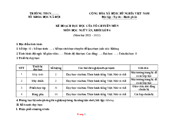 Kế hoạch dạy học môn Ngữ Văn 6 Cánh diều rất hay