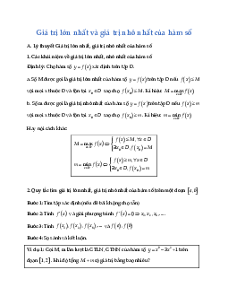 Toán 10 Bài 3: Giá trị lớn nhất và giá trị nhỏ nhất của hàm số