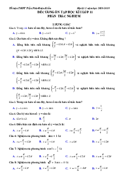 Đề cương ôn tập học kì 1 Toán 11 năm 2018 – 2019 trường THPT Trần Phú – Hà Nội