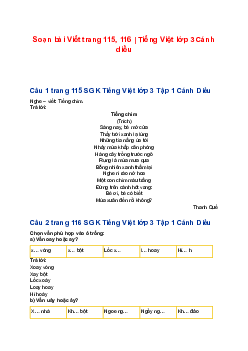 Soạn bài Viết trang 115, 116 | Tiếng Việt lớp 3 Cánh diều