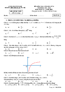 Đề cuối học kỳ 2 Toán 11 năm 2023 – 2024 trường THPT Thị xã Quảng Trị