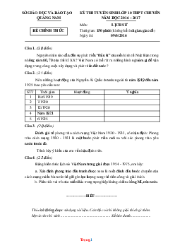 Đề thi vào 10 Chuyên Sử Sở GD Quảng Nam năm học 2016-2017 (có đáp án)