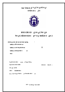 Báo cáo: Thực hành nghiệp vụ khách sạn | Trường Đại Học Thủ Đô Hà Nội