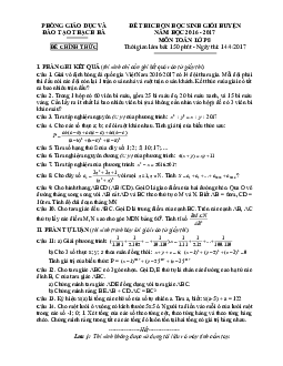 Đề thi học sinh giỏi huyện Toán 8 năm 2016 – 2017 phòng GD&ĐT Thạch Hà – Hà Tĩnh