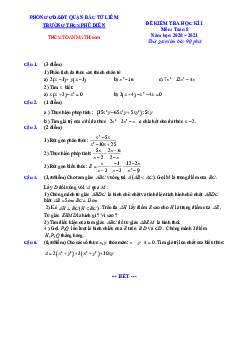 Đề thi học kì 1 Toán 8 năm 2020 – 2021 trường THCS Phú Diễn – Hà Nội