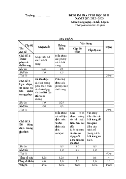 Đề thi học kì 2 môn Công nghệ 6 năm 2022 - 2023 sách Kết nối tri thức với cuộc sống | Đề 3