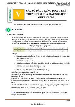 Các số đặc trưng đo xu thế trung tâm cho mẫu số liệu ghép nhóm Toán 11 CTST
