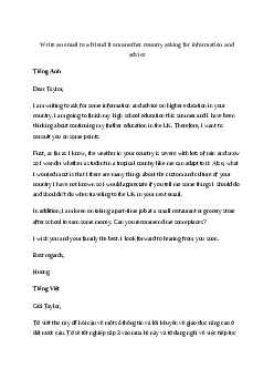 Viết email tiếng Anh cho bạn nước ngoài hỏi thông tin và xin lời khuyên về du học | Global Success