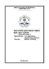 Đề cương học phần môn Triết học Mac-Lenin | Trường Đại học Hà Tĩnh