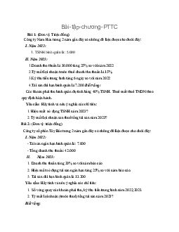 Bài tập chương phân tích tài chính | Tài chính doanh nghiệp | Học viện Ngân Hàng