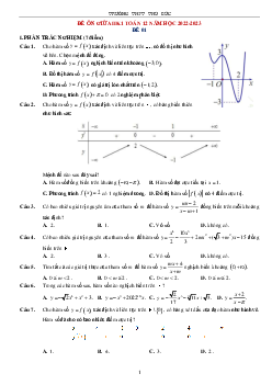 TOP 6 đề ôn tập giữa kỳ 1 Toán 12 năm 2022 – 2023 trường THPT Thủ Đức – TP HCM