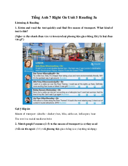 Tiếng Anh 7 Right On Unit 5 Reading 5a