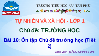 Giáo án điện tử Tự nhiên và xã hội 1 bài 10 Chân trời sáng tạo : Ôn tập chủ đề Trường học