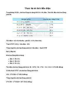 Giải Toán 7 Bài 5: Hoạt động thực hành và trải nghiệm: Thực hành tính tiền điện | Chân trời sáng tạo
