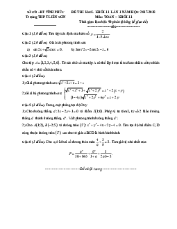 Đề thi KSCL Toán 11 lần 1 năm học 2017 – 2018 trường THPT Liễn Sơn – Vĩnh Phúc