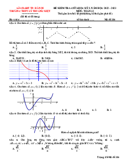 Đề giữa học kỳ 1 Toán 12 năm 2022 – 2023 trường THPT Lý Thường Kiệt – Hà Nội