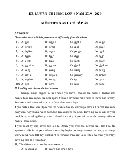 Đề ôn thi học sinh giỏi lớp 6 môn Tiếng Anh năm học 2019 - 2020 số 3
