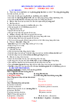 Đề cương ôn tập môn KHTN 7 giữa HK1 năm 2022-2023 (có đáp án)