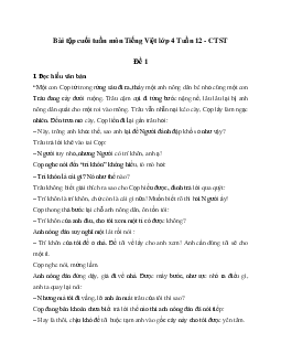 Giải Bài tập cuối tuần lớp 4 môn Tiếng Việt Chân trời sáng tạo - Tuần 12