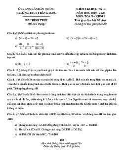 Đề thi HK2 Toán 8 năm 2019 – 2020 trường THCS Thăng Long – TP HCM