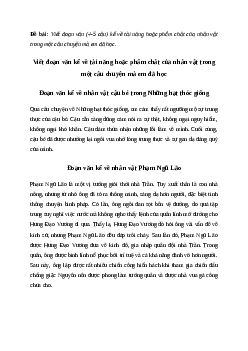 Viết đoạn văn kể về tài năng hoặc phẩm chất của nhân vật trong một câu chuyện mà em đã học | Văn mẫu Tiếng việt 4| Cánh diều