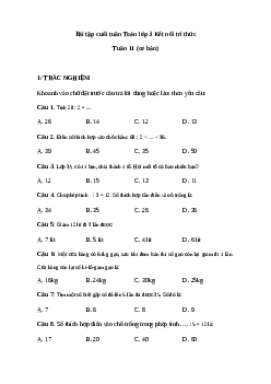 Phiếu bài tập cuối tuần lớp 3 môn Toán - Tuần 11 (cơ bản) | Kết nối tri thức