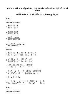 Giải Toán 8 Bài 3: Phép nhân, phép chia phân thức đại số | Cánh diều