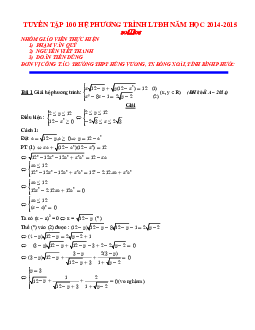 Tuyển tập 100 bài toán Hệ phương trình