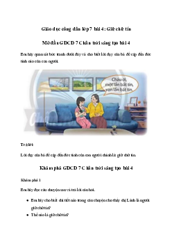 Giải Giáo dục công dân 7 Bài 4: Giữ chữ tín | Chân trời sáng tạo