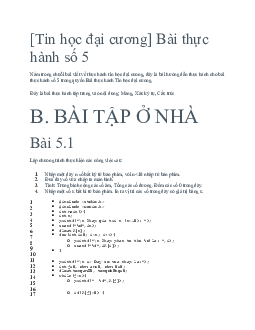 Bài thực hành số 5 Tin học đại cương | Đại học Bách khoa Hà Nội