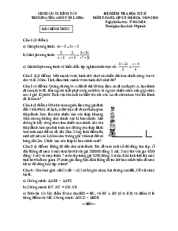 Đề thi HK2 Toán 8 năm 2019 – 2020 trường THCS Hồ Văn Long – TP HCM