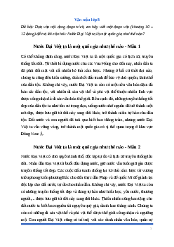 Văn mẫu lớp 8: Đoạn văn trả lời câu hỏi Nước Đại Việt ta là một quốc gia như thế nào? Ngữ Văn 8 | Cánh diều