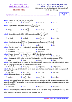 Đề thi KSCL Toán 11 lần 2 năm 2018 – 2019 trường Yên Lạc 2 – Vĩnh Phúc