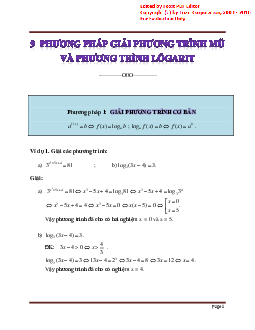 9 phương pháp giải phương trình mũ và phương trình lôgarit