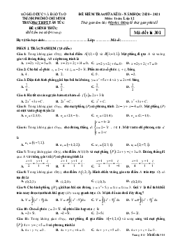 Đề thi giữa kì 2 Toán 12 năm 2020 – 2021 trường THPT Tân Túc – TP HCM