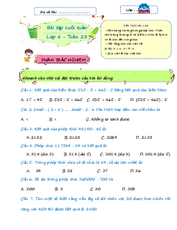Giải Bài tập cuối tuần lớp 4 môn Toán Chân trời sáng tạo - Tuần 23