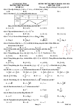 Đề thi thử TN THPT 2024 môn Toán trường THPT Trần Phú – Hà Tĩnh